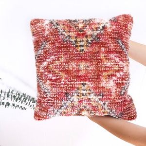 pink red bohemian fringe pillow